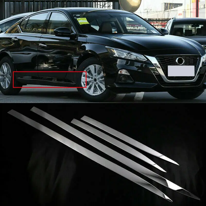 

Для Nissan Altima 2019 2020 Стальной Хромированный корпус нижний порог крышка литье отделка 4 шт. модификация автомобиля автозапчасти