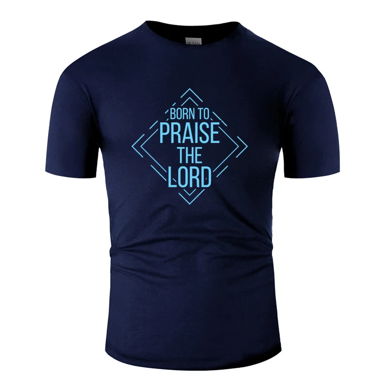 Men-Navy Blue С принтом смешной born to praise the lord любовь футболка Jesus для мужчин, одежда с буквенным принтом, Мужская футболка анти-морщинки топы, футболки - Цвет: Men-Navy Blue