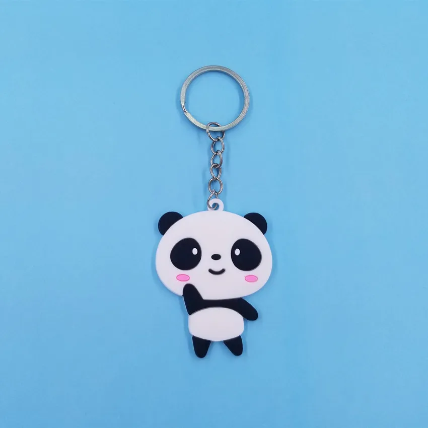 Силиконовый Забавный милый животное панда из мультфильма Expression брелок женский автомобиль кольцо для ключей на рюкзак школьная сумка Подвеска для девочек KC220