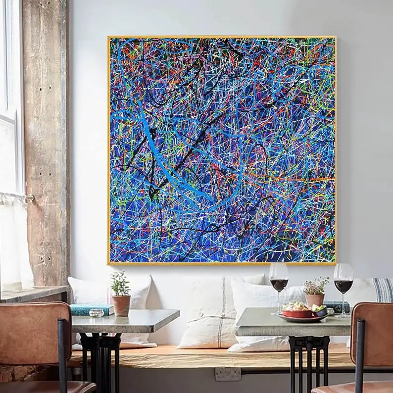 

Colorful Abstract Painting Splatter Drip Painting Jackson Pollock Style Canvas Large Wall Art Large Oil Painting