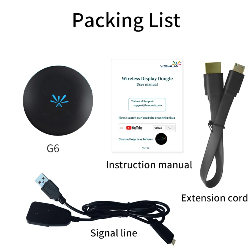 G6 TV Stick Wireless Dongle Receiver 2.4G WIFI 1080P HD Support HDMI Wirless Sync to HD Display Device for Android iOS PK M2