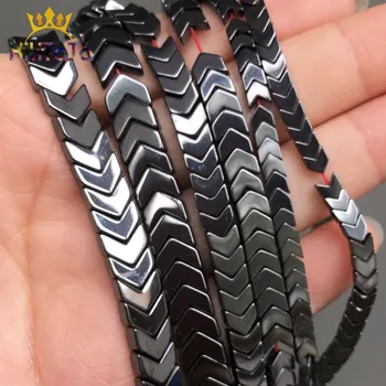 

Natural Black Hematite Stone Beads Arrow Shape Loose Spacer Beads For Jewelry DIY Making V Shape Bracelet 15'' 4*4mm/6*5mm/8*7mm