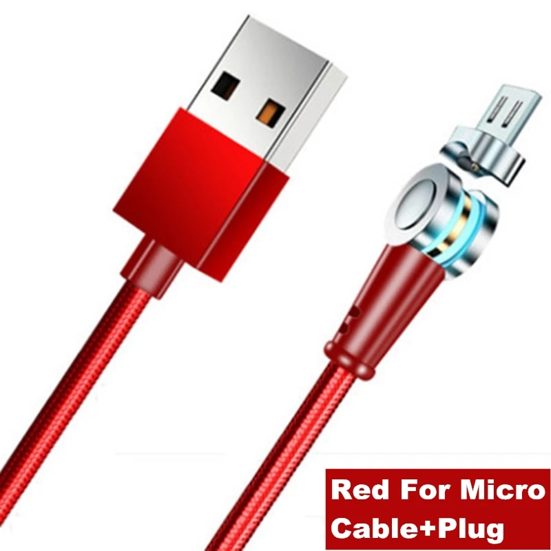 Магнитный зарядный usb-кабель на 180 градусов для iphone, huawei, Xiaomi, type-C, магнитный usb-кабель Micro USB, провод для мобильного телефона - Цвет: red for Micro