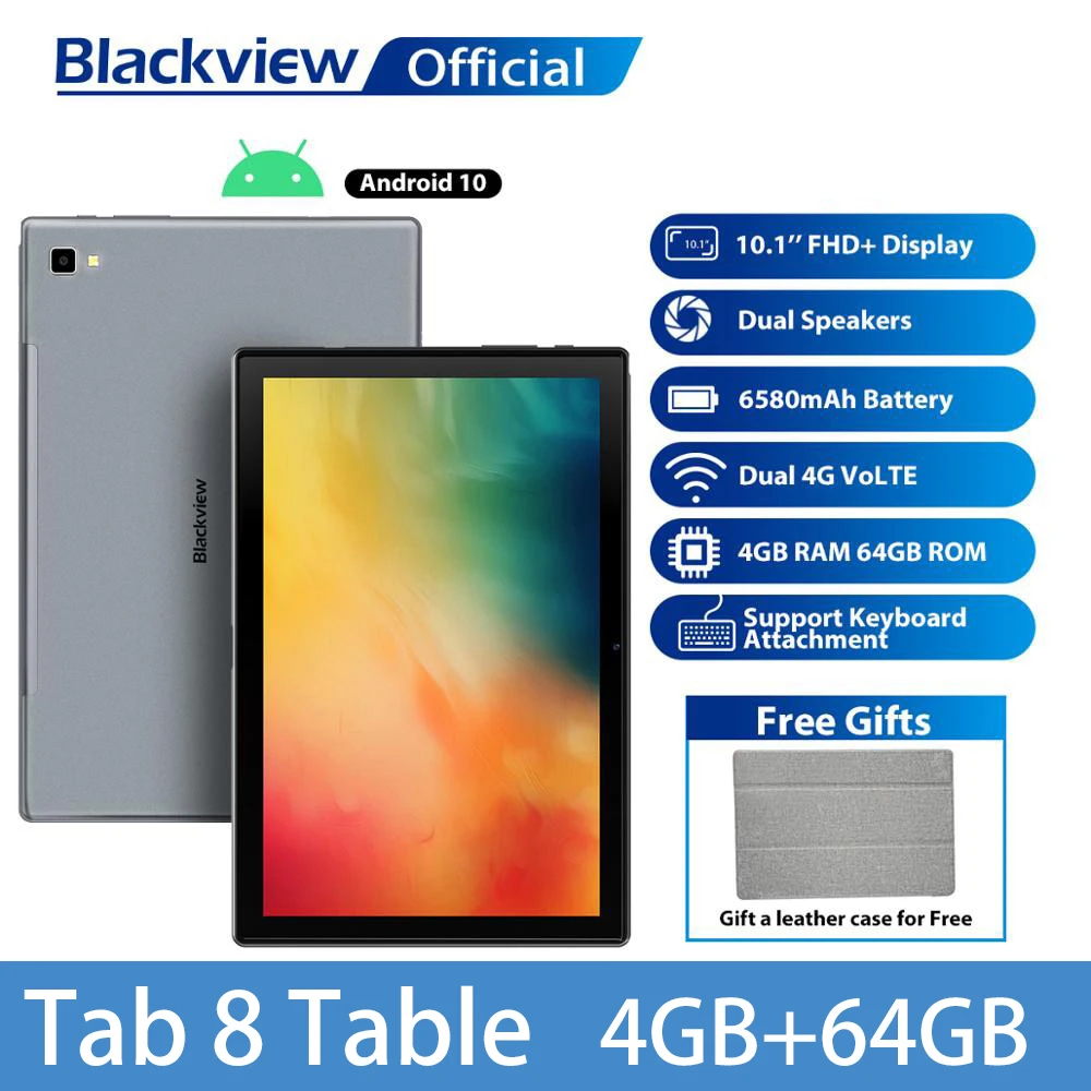 Blackview Tab 8 10.1 inch Android 10 Tablet 1920x1200 SC9863A Octa Core 4GB RAM 64GB ROM 4G Network AI Speed-up 6580mAh Tablets huawei latest tablet