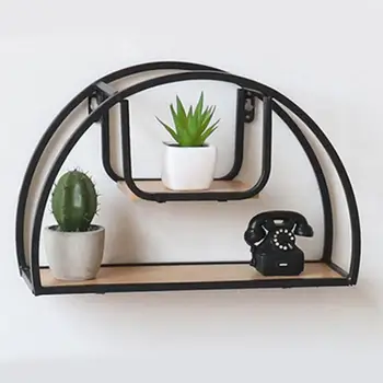 

Vintage Wrought Iron Partition Wall Hanging Decoration Creative Wall Shelf Home Living Room Bedroom Wall Storage Rack