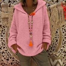 Осенне-зимний Свободный вязаный свитер для женщин топы Женский пуловер негабаритная Толстовка Однотонный женский свитер Топы