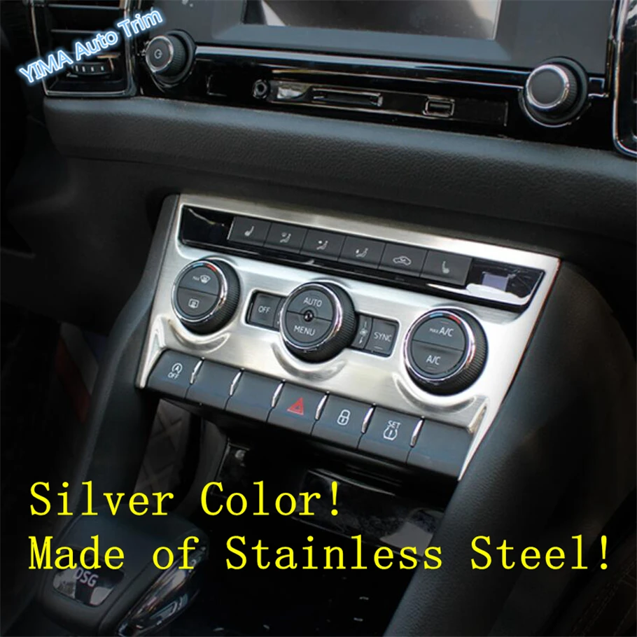 

Lapetus Auto Styling Middle Control Air Conditioning Panel Cover Trim Fit For Skoda Kodiaq 2017 - 2019 Silver Blue black Brushed