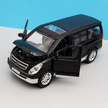 1 32 Hyundai Starex aluminiowy Model samochodu odlewany Metal zabawka symulacja dźwięk światło wycofać kolekcja zabawki pojazd dla dzieci dzieci tanie tanio CN (pochodzenie) 14 + y 12 + y 18 + Inne Certyfikat 000160 1 32 Samochód