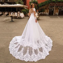 Sumnus Mermaid Satin Boho Wedding Dresses With Detachable Tail Long Sleeves High Neck Luxury Bridal Dress Wedding Gowns