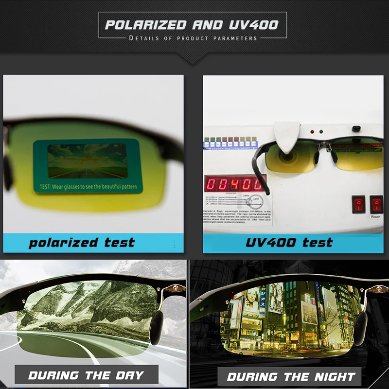 Occhiali da sole di design di marca Occhiali da sole polarizzati quadrati in alluminio e magnesio Tonalità di guida diurne e notturne antiriflesso_voghion.com