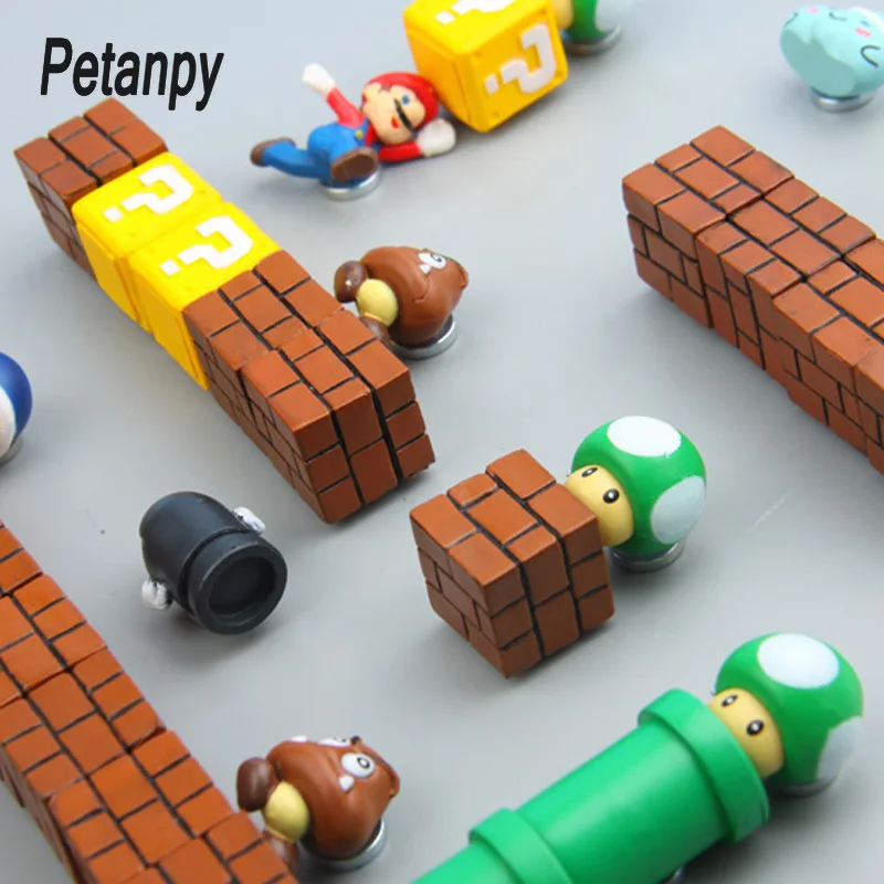 63 шт. 3D Super Mario Bros. Магниты на холодильник стикер сообщений смешные девочки