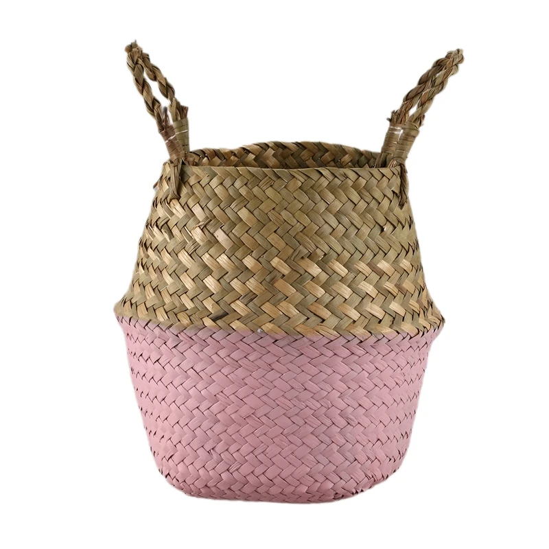 

Rattan Basket Straw Basket Garden Foldable Flower Pot Hanging Wicker Storage Basket Woven Seagrass Basket Rattan Flower Vase Org