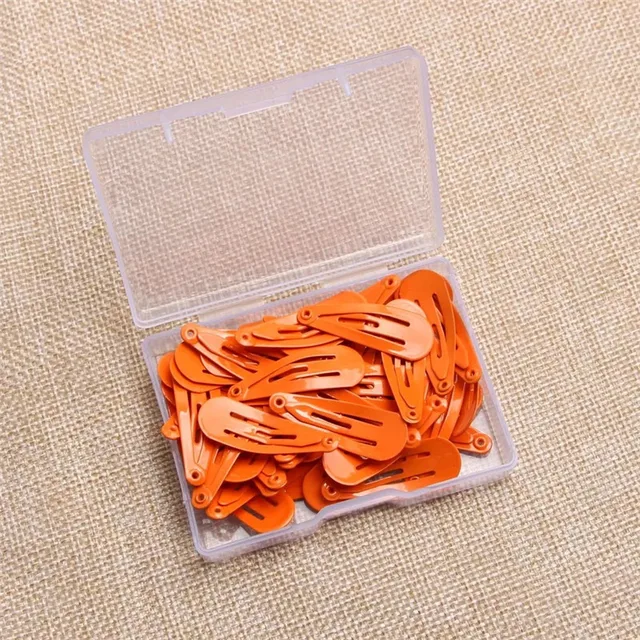 50Pcs/Box Korean 3cm Hair Clips Children Cute Hair Accessories Styling Candy Color Dripping Hairgrips Solid Barrettes Headdress Orange
