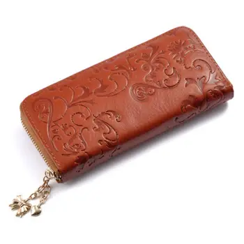 

Women's Leather Flower Wallet Long Handbag Organizer Credit Card Holder Zipper Bag Phone Pouch M6CC