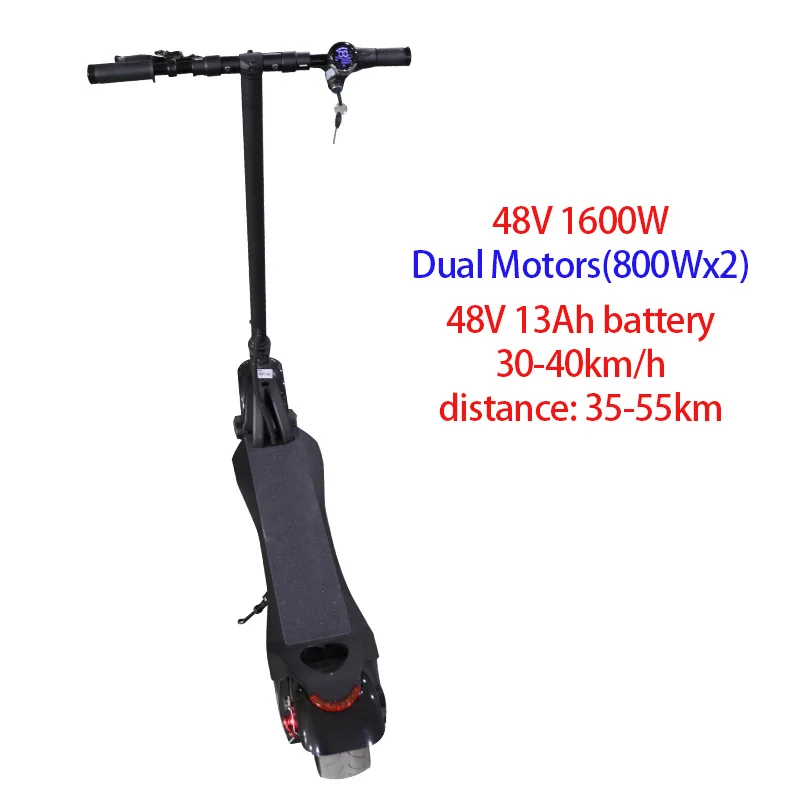 1600W 48V13Ah 48 В, 800 Вт, 1600 Вт, электрический самокат с двумя моторами, широкий колесный скутер для взрослых, 40 км/ч, максимальная скорость, складной электрический скейтборд - Цвет: 1600W 48V13Ah