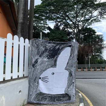 

Foreign Price 500 + Swedish Painter Black and White Rabbit Abstract Cute Gouache Illustration Design Creative Blanket