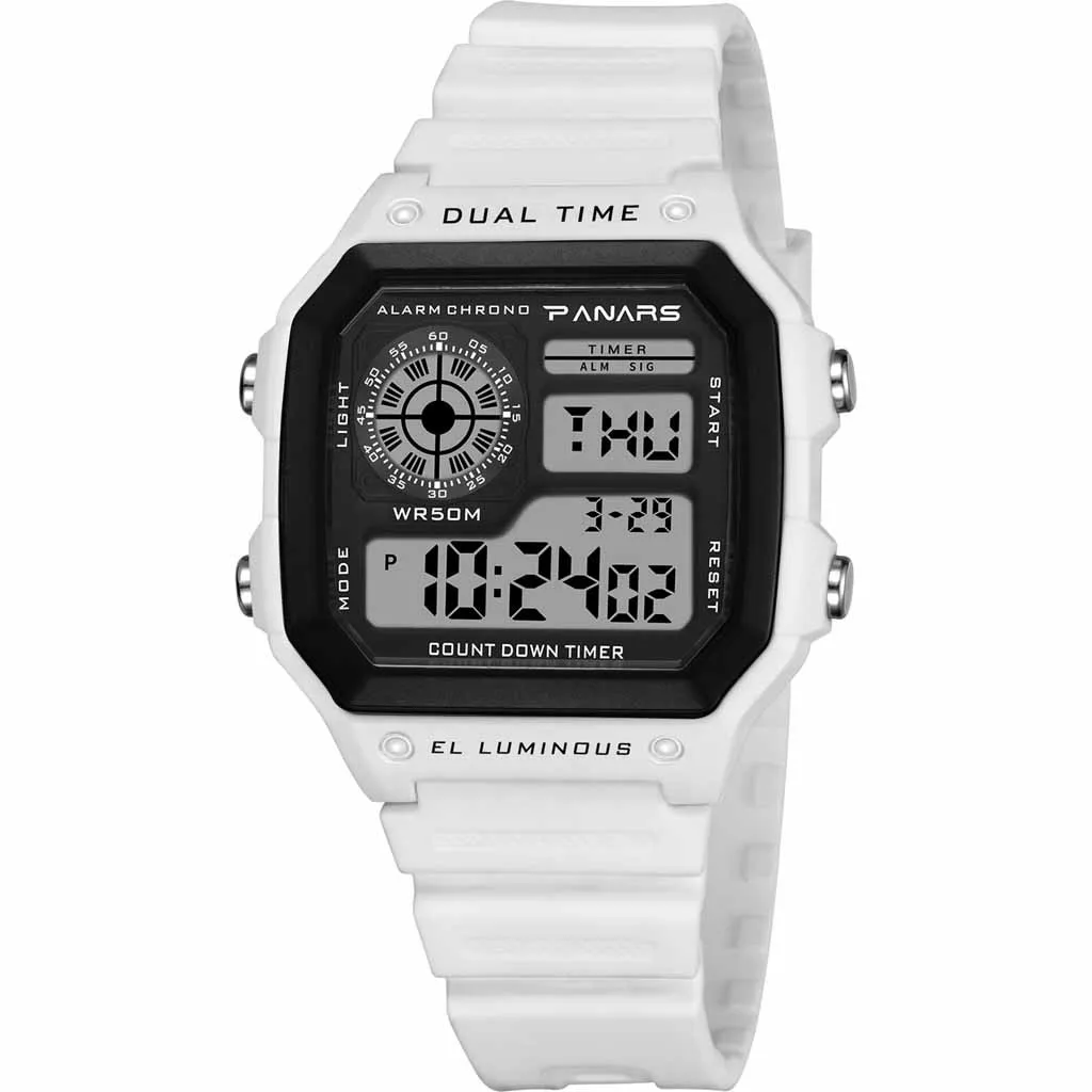 montre homme Waterproof Dual Time Personality Men's Multi Function LED Electronic Watch Men Watch relogio masculino