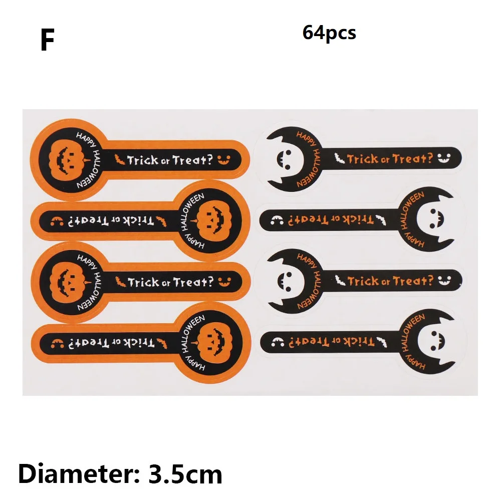 1 Набор Хэллоуин, тыква, призрак, круглый ручной работы, липкие вечерние наклейки для канцелярских принадлежностей, офисные школьные принадлежности - Цвет: F-64PCS