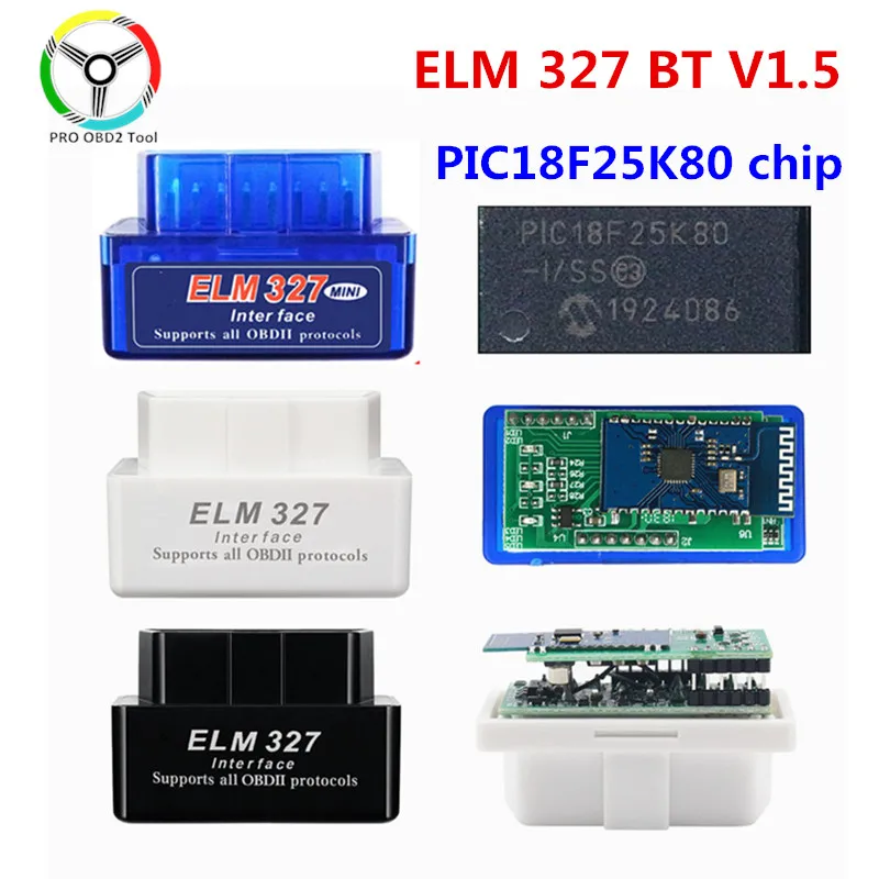 ELM327 V1.5 Bluetooth-совместимый с чипом PIC18F25K80 работает для нескольких автомобилей ELM 327 BT