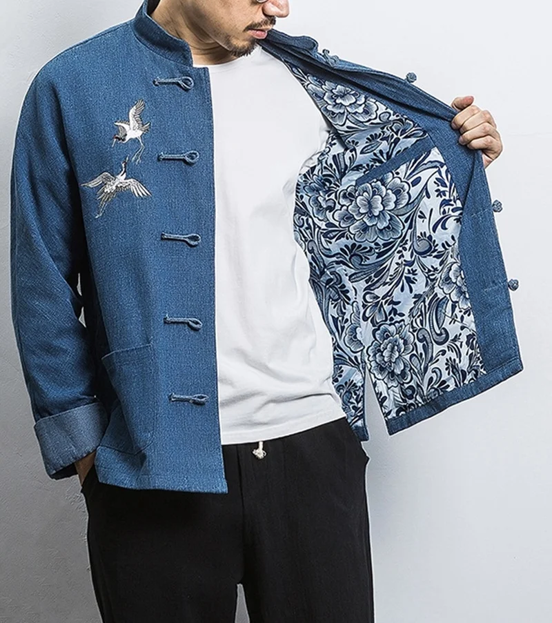 Traditional Chinese Clothing For Men Outerwear Male Jacket Mandarin Collar Suit Tangzhuang Men Clothes 2019 KK3251