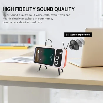 

Portable bookshelf speaker Audio Speakers Peterhot Mini Speaker Retro TV Mobile Phone Bracket Wireless Bluetooth Speaker