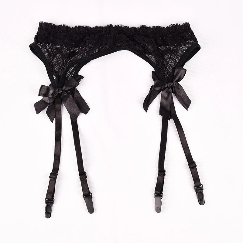 Description Picture 4 of itemBlack Red White Transparent Lace Garters Women Sexy Intimate Underwear Collocation Hose Garter Belt For Thigh High Stockings