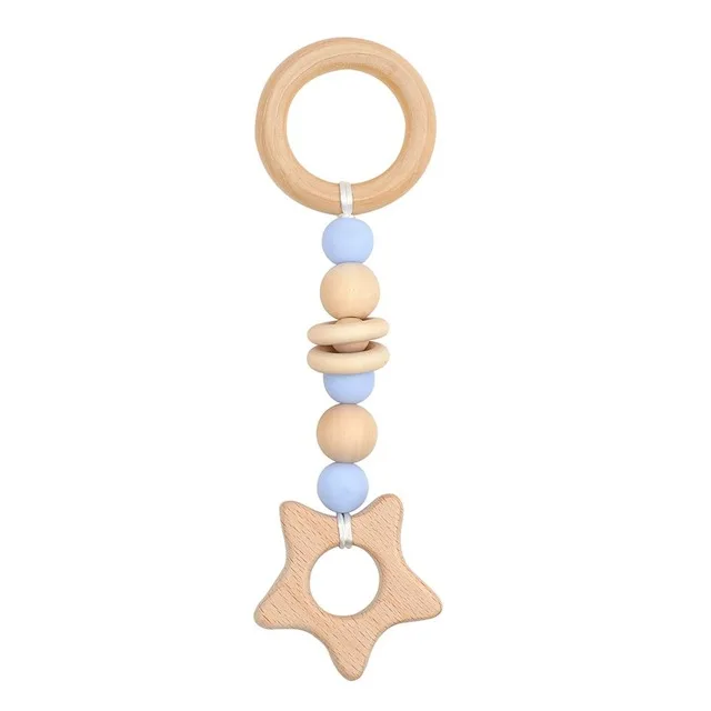 1Pc Baby Wooden Teethers Baby Gym Play Wooden Star Nordic Style BPA Free Beech Ring Rattle Newborn Educational Musical Toy Gifts 12
