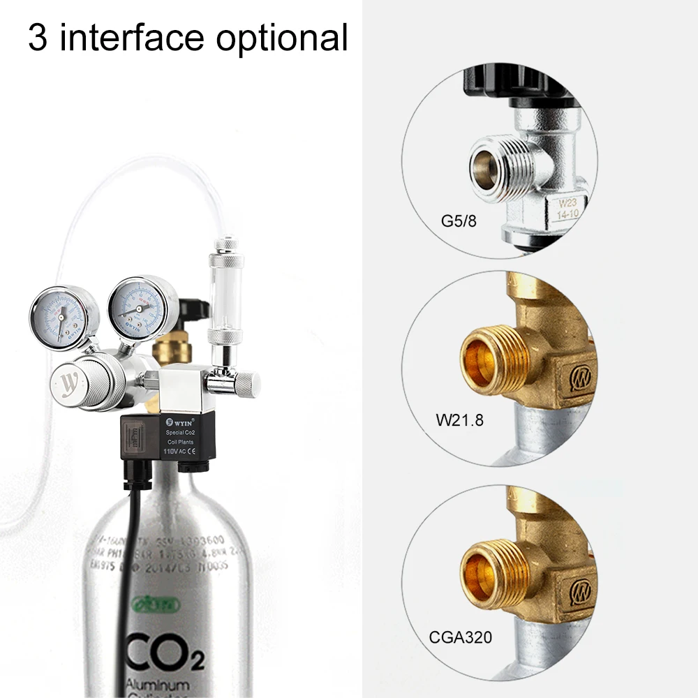 Аквариум Co2 Регулятор для Co2 генераторной системы Co2 Регулятор давления с двойным манометром счетчик пузырьков и обратный клапан - Цвет: H26200S