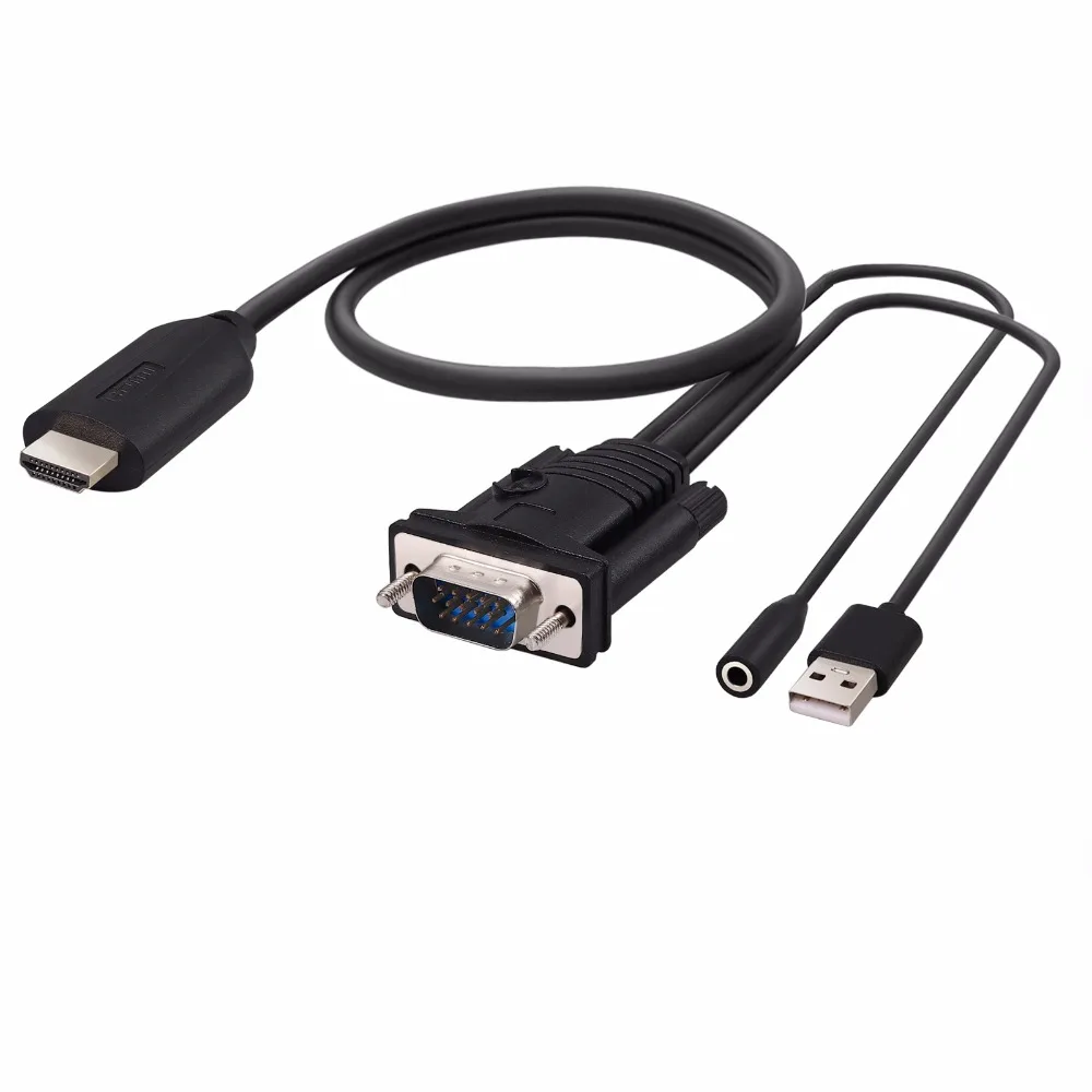 ESYNiC адаптер hdmi-vga кабель с женским 3,5 мм аудио Универсальный Активный HDMI Мужской к VGA Мужской активный видео шнур-переходник 1080