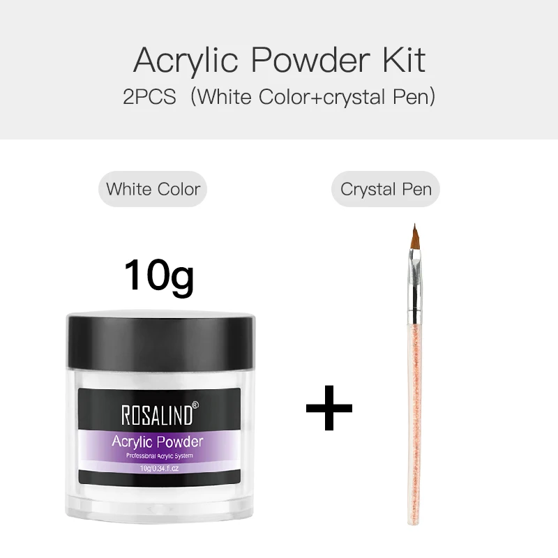 10g-2pcs-Set 1 Набор акриловых порошковых инструментов ROSALIND для вырезания кристаллов, полигель для наращивания ногтей, маникюрный набор, акриловый набор для ногтей - Цвет: 10g-2pcs-Set 1