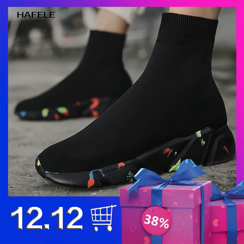 Lovers Shoes Outdoors Fashion Women Casual Shoes Breathable Sneakers Men Shoes Light Socks Shoes Thick Bottom Walking Shoes