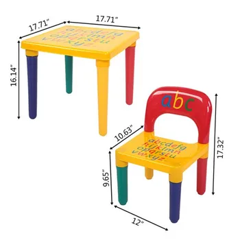 

Plastic Children Letter Table Chair Set Including 1 Table 1 Chair Yellow & Red Durable and Non-toxic Suitable for Most Children