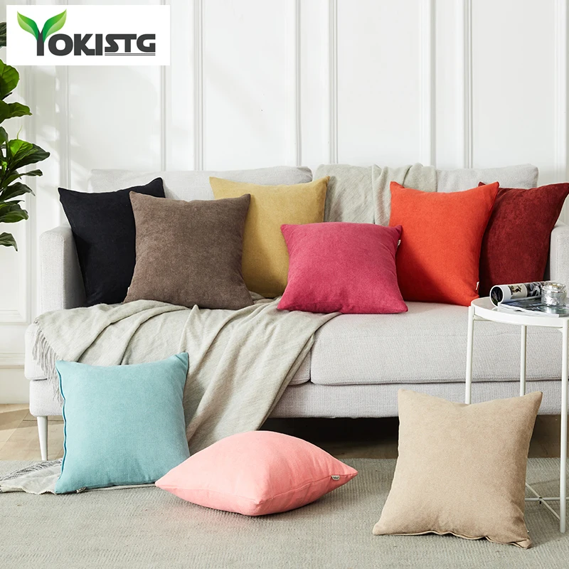 YokiSTG мягкая однотонная наволочка из шенилла, чехол для подушки, роскошные квадратные декоративные чехлы на подушку для дивана, кровати, автомобиля, подушки для дома