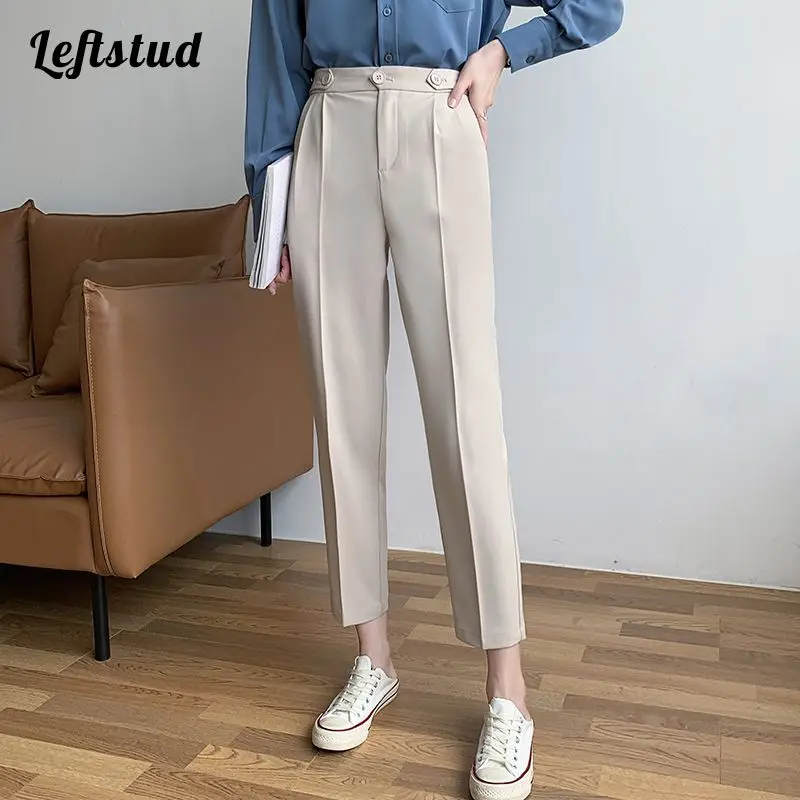 Pantalones cortos rectos de cintura mujer, pantalón harem informal de estilo coreano, color puro, primavera y verano, 2022 AliExpress Ropa de mujer