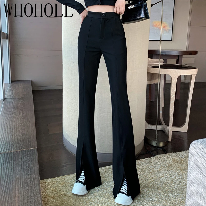 High Waist Pants Women Trousers Casual Office Lady Front Slit Elastic Waist Pencil Trousers Sexy Ladies Skinny Pants Workwear champion sweatpants