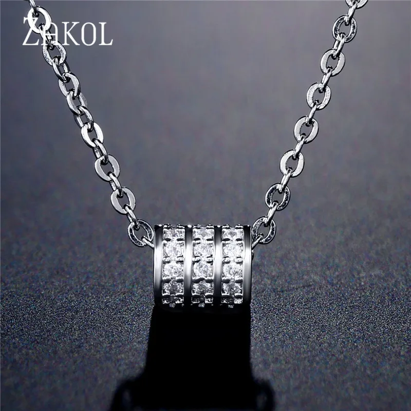 White Gold Color Новинка, Лидер продаж, изысканные ожерелья с кулоном из кубического циркония и кристаллов для женщин и девушек, модные вечерние ювелирные изделия, подарок, FSNP2096 - Окраска металла: White Gold Color