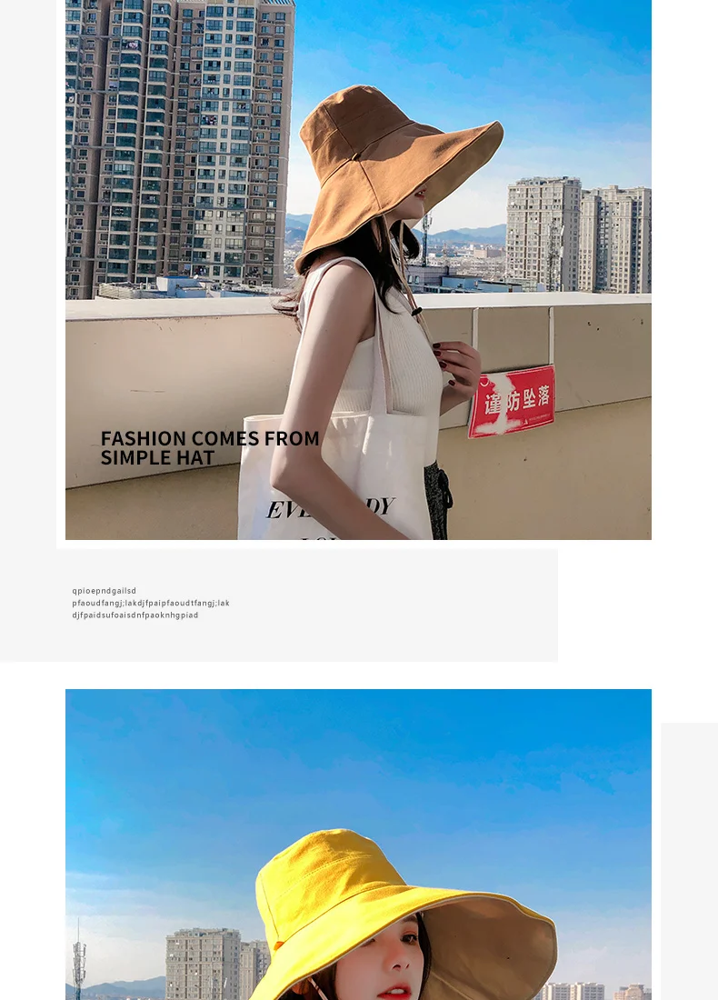 Oversized hat eaves fisherman hat Korean version of the sun hat women's sun protection face day hundred hat summer