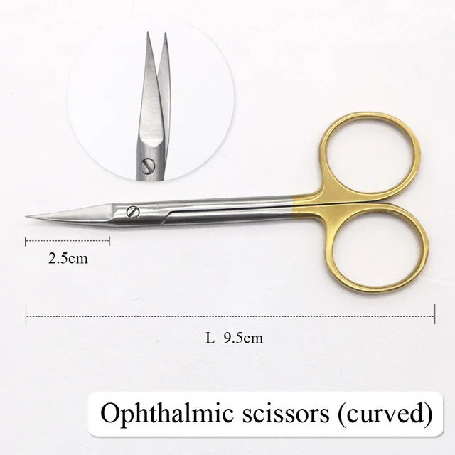 9.5cm curved 12,5 см двойные веки встраивать хирургические инструменты Золото ушко иглы держатель игольчатый зажим косметическая форма офтальмологические инструменты - Цвет: 9.5cm curved