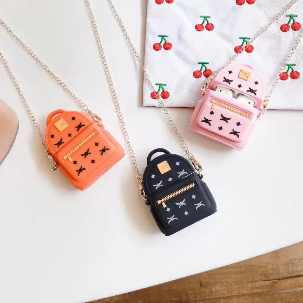 Luxury Silicone Case for Airpods 1 2 Earphone Earbuds With Charging Box Cartoon Bag Cover with Metal Chain | Мобильные телефоны и