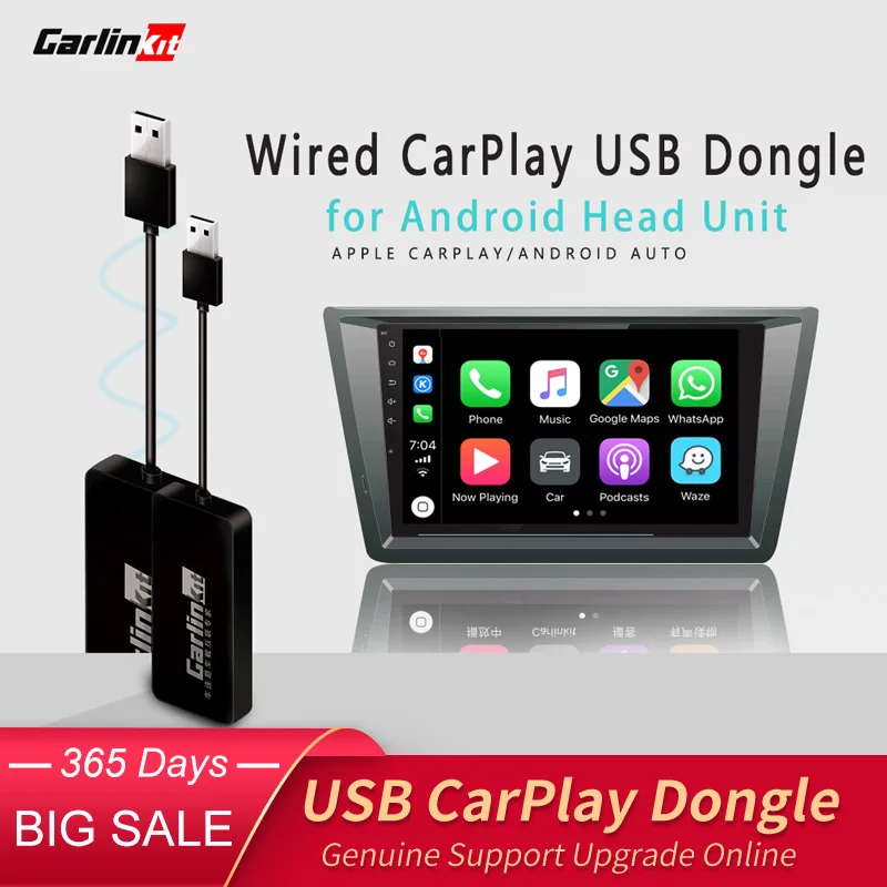 only Support Wireless carplay with iPhone Carlinkit Wireless Carplay USB Dongle Wired Android auto Multimedia Receiver for aftermaket vihecle with Android System Unit Radio Upgrade Plug and Play