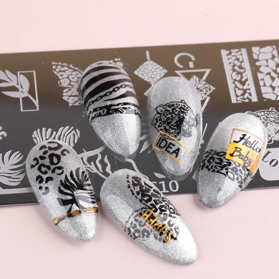 Snake leopard geometria prego stamping placas conjunto