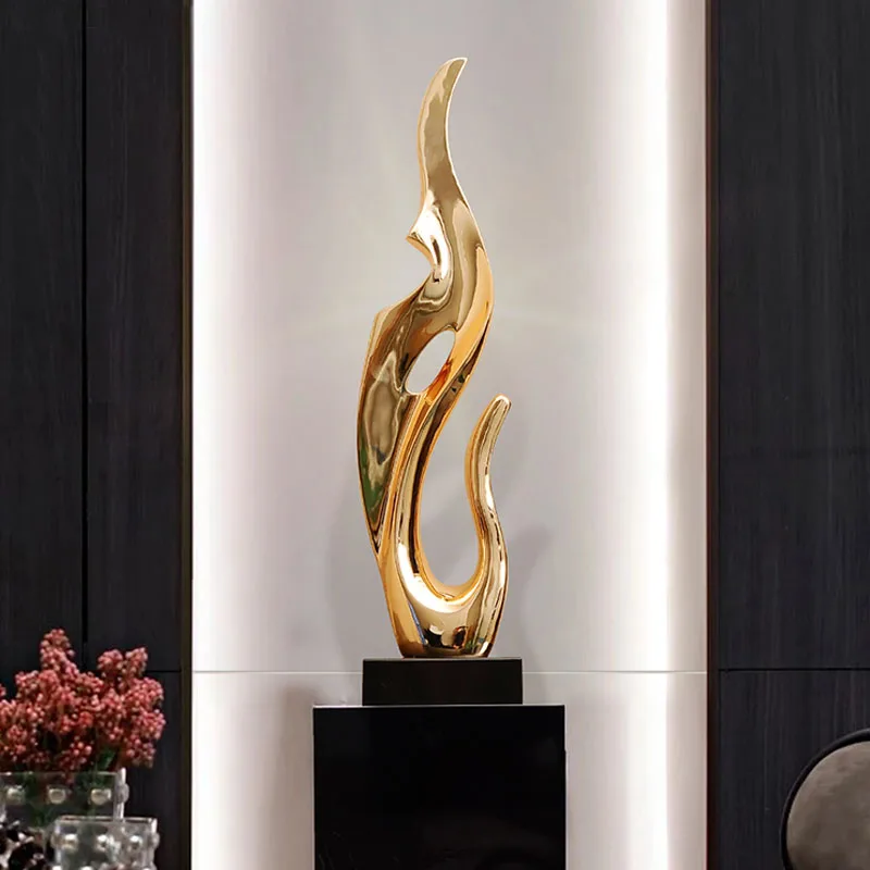 GOLD SILVER ABSTRACT FIRE DESIGN SCULPTURE 1