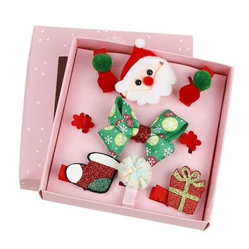 

9-piece Set Of Christmas Gifts Hair Clips Gift Boxes Cute Headdresses Hairpins Hair Clips Aprons Random Matching