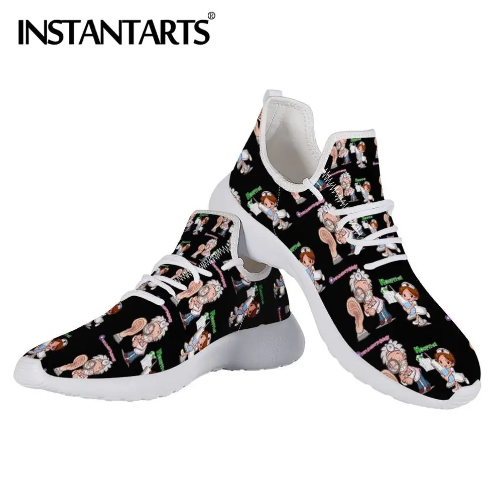 HME1591Z61 INSTANTARTS/Повседневные кроссовки для медсестры; лоферы с принтом для медсестры; женская обувь из сетчатого материала; zapatillas mujer - Цвет: HME1591Z61