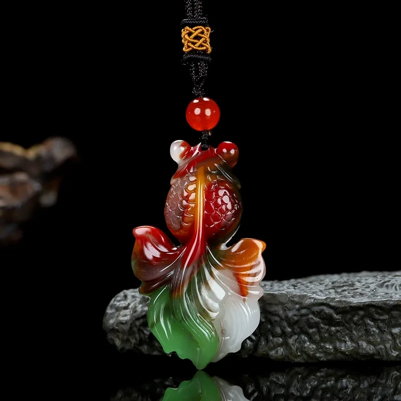 Natural Colorful Jade Rich Goldfish Pendants Men and Women Sweater Chain Pendants for pendant necklace,jade jewelry