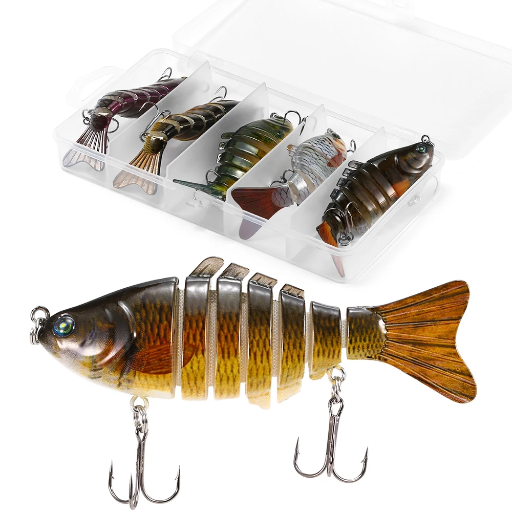 

5pcs Fishing Lure Set 10cm 20g Swimbait Hard Bait Artificial 3D Eyes Fishing Lures With Barbed Treble Hooks for Pesca