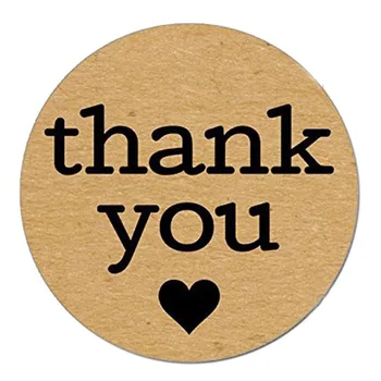 

500pcs Round Stickers Thank You Black Font Handmade Adhesive Labels For Christmas Gift UY8