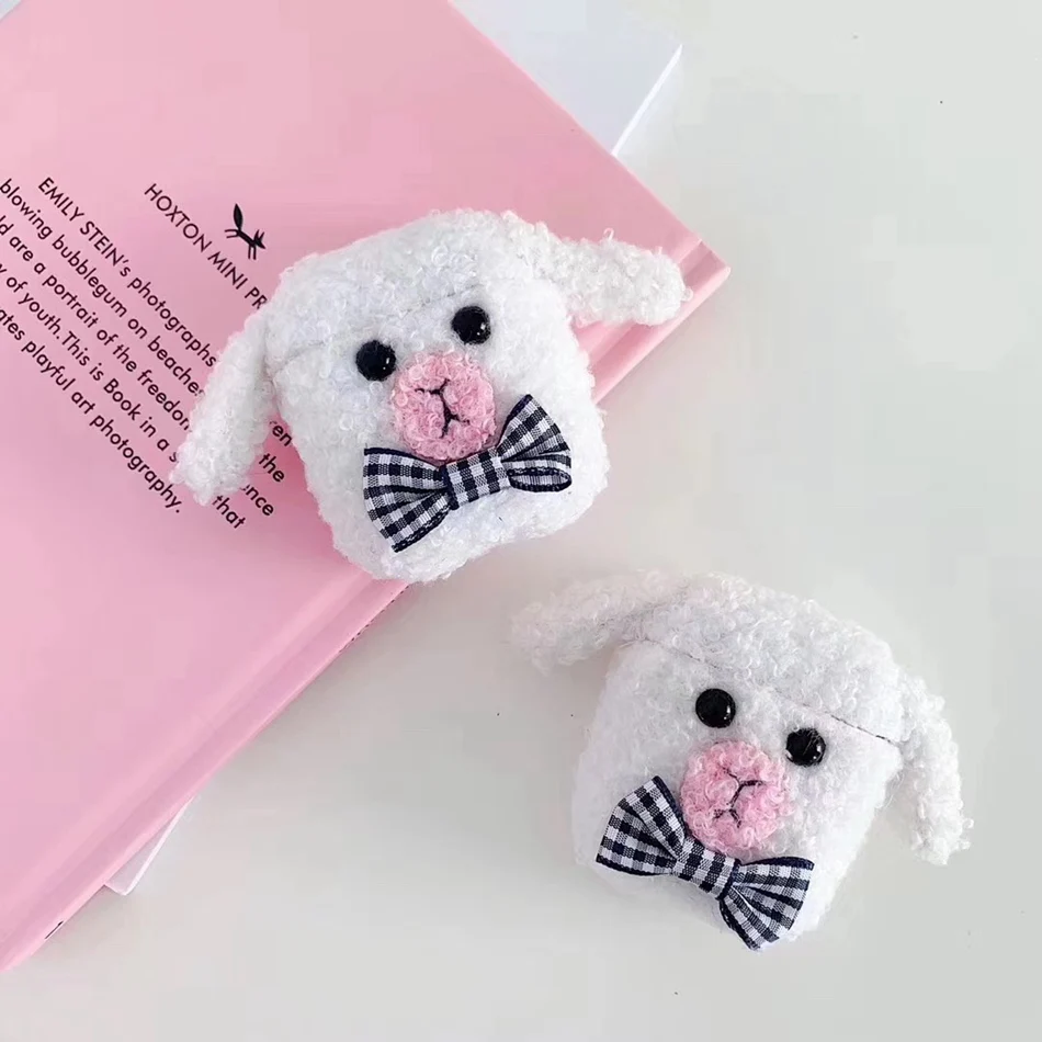 3D Cute Earphone Case for Airpods Case Cartoon Knitted plush Cover for Apple Airpods 2 Case Teddy Dog Rabbit Earpods Accessories
