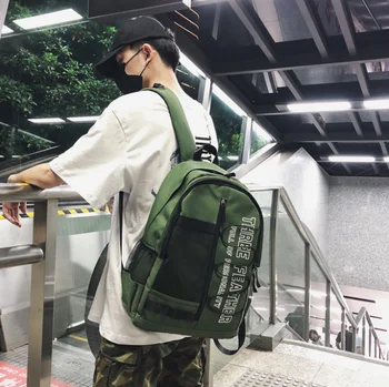 

New Men Streetwear Letter Backpack Teenagers Unisex High Capacity College Cloth Bag Casual Outgoing Couple Bags Mochila D930