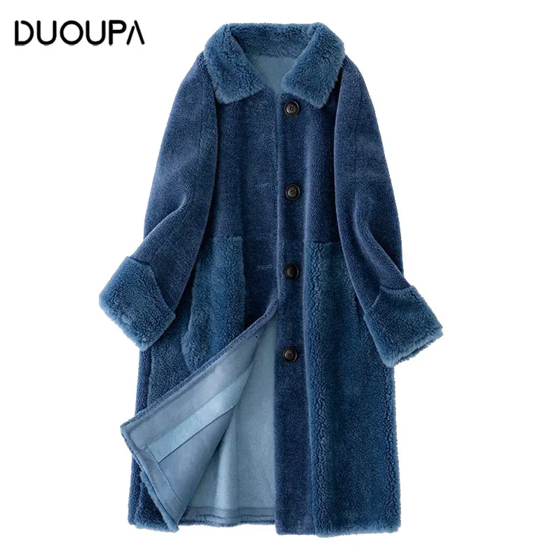 

DUOUPA2019 Autumn and Winter Women's Granule Sheep Shearing Coat Natural Sheep Shearing Wool Coat Women's Jacket Long Thick Coat